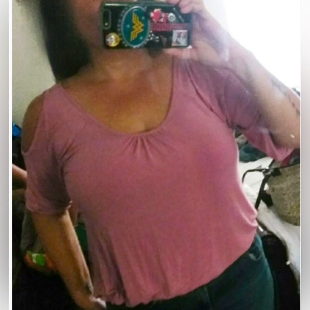Pink Cold Shoulder Casual Wear Top